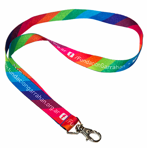 Llavero colgante de cinta poliéster de 20 mm con mosquetón náutico de zamac