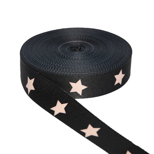Cinta Sublimado Negra Estrellas Crudo